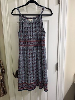 Max Studio Navy, Red and White Patterned Midi Sundress